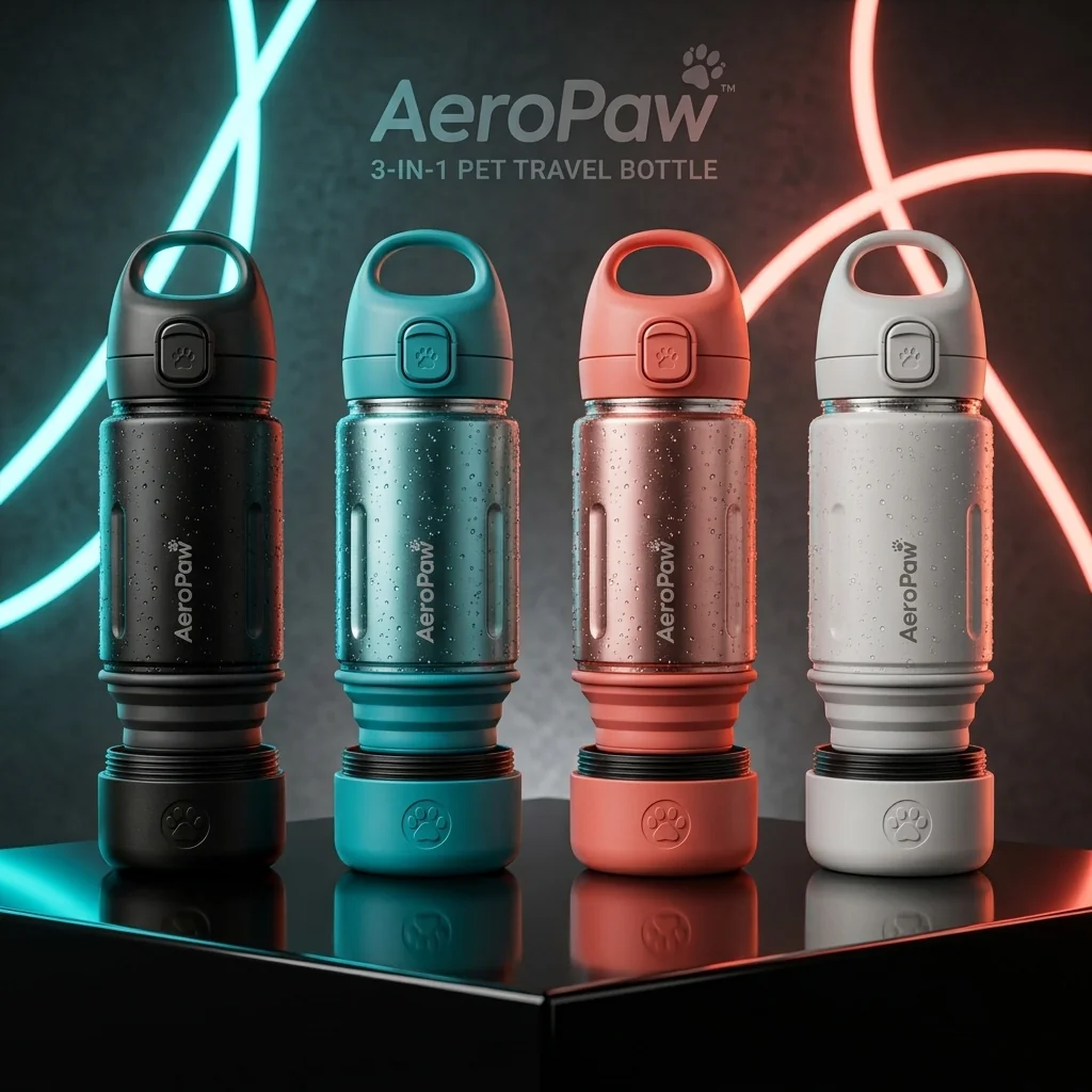 AeroPaw 3-in-1 Dog Water Bottle 4-Color Concept Lineup